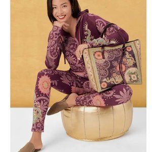 Johnny Was Burgundy Dragon Pullover Hoodie and Legging Set